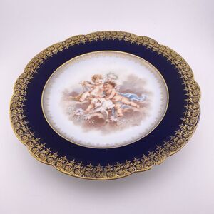 Limoges France Porcelain D and C France Cherubs Scene Gold Trim